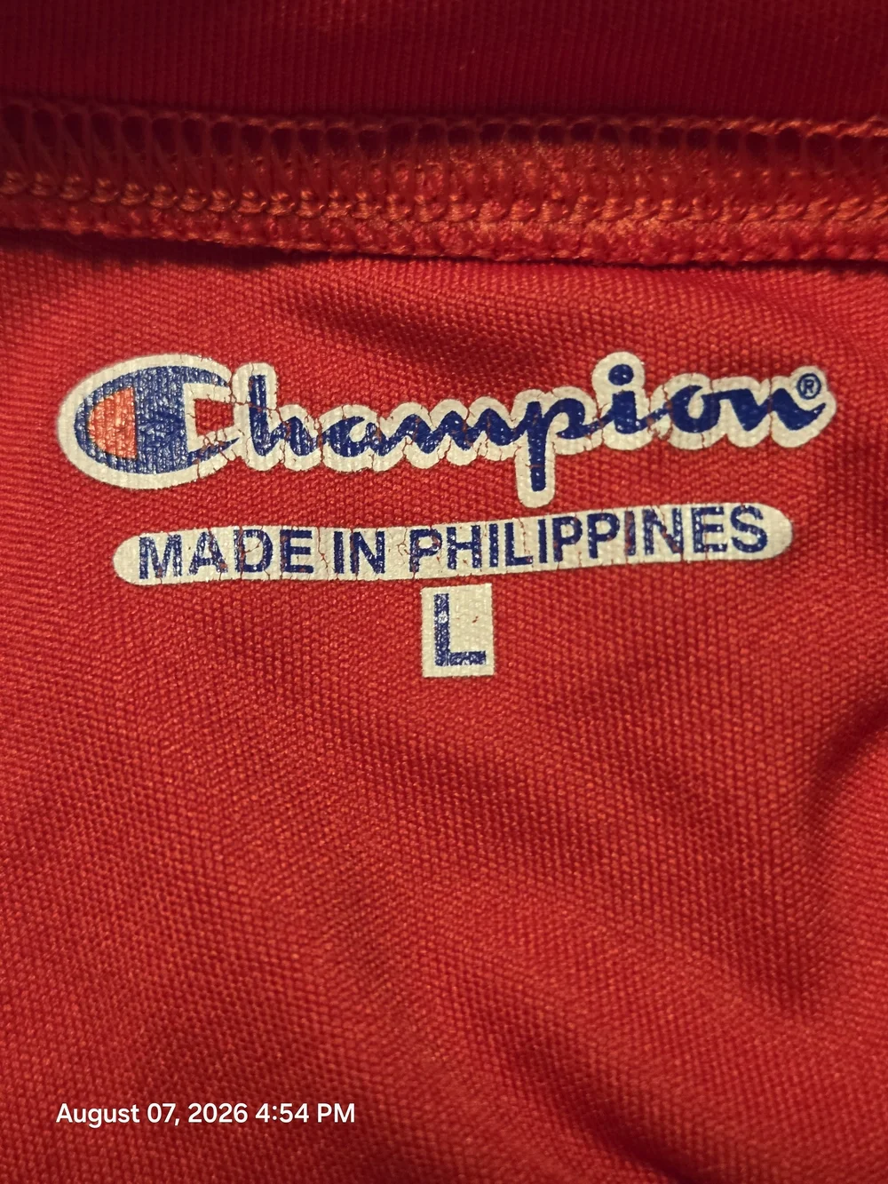 Champion Red Short Sleeve Tee with Heart Graphic